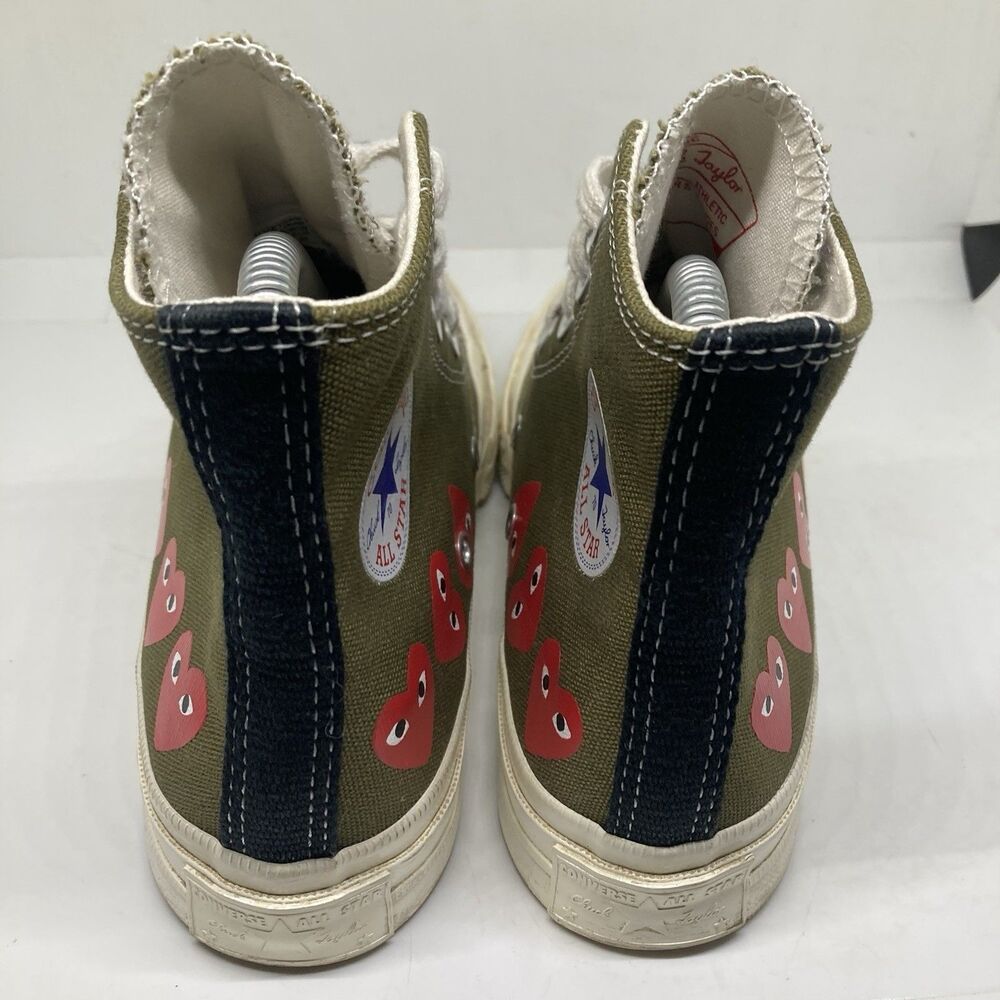 Converse Comme des GarconsWomens 5 PLAY Chuck Taylor High Top Olive Hearts - Picture 4 of 10